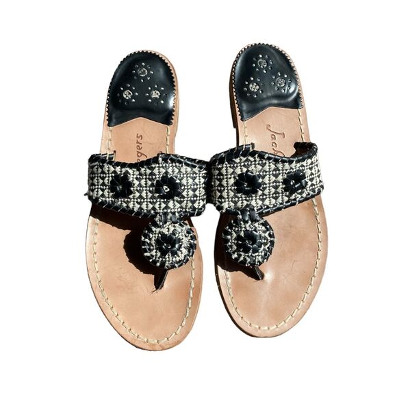 Jack Rogers Shoes - JACK ROGERS 1960 Black White Summer Beach Flip Flop Flat Sandals Size 6.5